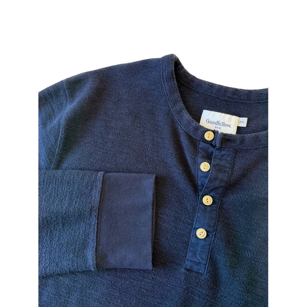 Goodfellow & Co Navy Blue Dexter Heavyweight Henley, XXL Plus